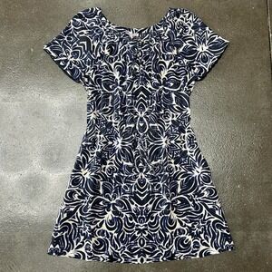 Violet Patterned Juicy Couture Drawstring Size Medium 8 Flowy Dress